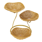 Maxbell Fruit Basket 3 Tiered Imitation Rattan Lightweight Versatile Stand Organizer