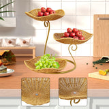 Maxbell Fruit Basket 3 Tiered Imitation Rattan Lightweight Versatile Stand Organizer