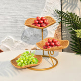 Maxbell Fruit Basket 3 Tiered Imitation Rattan Lightweight Versatile Stand Organizer