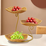 Maxbell Fruit Basket 3 Tiered Imitation Rattan Lightweight Versatile Stand Organizer