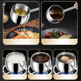 Maxbell Hot Oil Pan Easy to Clean Multiuse Long Handle for Home Travel Making Sauces 300ML