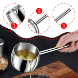 Maxbell Hot Oil Pan Easy to Clean Multiuse Long Handle for Home Travel Making Sauces 400ML