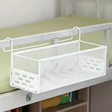 Maxbell Dorm Bed Shelf Simple Bed Metal Storage Basket for Dorm Bunk Books Magazines White