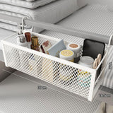 Maxbell Dorm Bed Shelf Simple Bed Metal Storage Basket for Dorm Bunk Books Magazines White