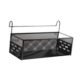 Maxbell Dorm Bed Shelf Simple Bed Metal Storage Basket for Dorm Bunk Books Magazines Black