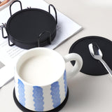 Maxbell 8Pcs Drink Coasters Gift Decor Mug Coaster for Coffee Table Desk Hot or Cold With Holder