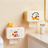 Maxbell Wall Mounted Tissue Box Cute Tissue Dispenser for Bathroom Kitchen Farmhouse Pink Cat