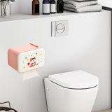 Maxbell Wall Mounted Tissue Box Cute Tissue Dispenser for Bathroom Kitchen Farmhouse Pink Cat