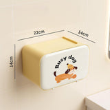 Maxbell Wall Mounted Tissue Box Cute Tissue Dispenser for Bathroom Kitchen Farmhouse Yellow Dog