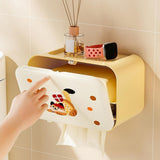 Maxbell Wall Mounted Tissue Box Cute Tissue Dispenser for Bathroom Kitchen Farmhouse Yellow Cat