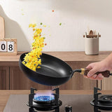 Maxbell Iron Wok Frying Pot Cookware Suitable for All Stoves No Coating Stir Fry Pan Diameter 24cm Without Lid