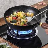 Maxbell Iron Wok Frying Pot Cookware Suitable for All Stoves No Coating Stir Fry Pan Diameter 24cm Without Lid