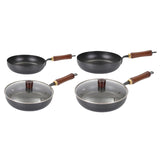 Maxbell Iron Wok Frying Pot Cookware Suitable for All Stoves No Coating Stir Fry Pan Diameter 24cm Without Lid
