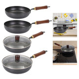 Maxbell Iron Wok Frying Pot Cookware Suitable for All Stoves No Coating Stir Fry Pan Diameter 24cm Without Lid