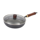 Maxbell Iron Wok Frying Pot Cookware Suitable for All Stoves No Coating Stir Fry Pan Diameter 24cm With Lid