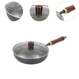 Maxbell Iron Wok Frying Pot Cookware Suitable for All Stoves No Coating Stir Fry Pan Diameter 24cm With Lid