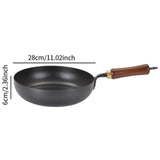 Maxbell Iron Wok Frying Pot Cookware Suitable for All Stoves No Coating Stir Fry Pan Diameter 28cm Without Lid