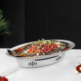 Maxbell Alcohol Grilled Fish Stove Stainless Steel Platter Chafing Dish for Barbecue Large