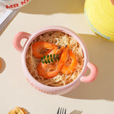 Maxbell Porcelain Ramen Noodle Bowl Multipurpose Porridge Bowl for Instant Milk Rice Pink