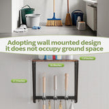 Maxbell Mop Broom Holder Wall Mount Tool Storage Organizer Home Rack Floating Shelf