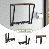 Maxbell Mop Broom Holder Wall Mount Tool Storage Organizer Home Rack Floating Shelf