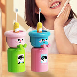 Maxbell Toothbrush Cup and Holder Mouthwash Cup Rack for Birthday Daily Use Tabletop 2pcs Green Pink