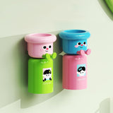 Maxbell Toothbrush Cup and Holder Mouthwash Cup Rack for Birthday Daily Use Tabletop 2pcs Green Pink