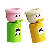 Maxbell Toothbrush Cup and Holder Mouthwash Cup Rack for Birthday Daily Use Tabletop 2pcs Green Yellow