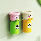 Maxbell Toothbrush Cup and Holder Mouthwash Cup Rack for Birthday Daily Use Tabletop 2pcs Green Yellow