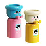 Maxbell Toothbrush Cup and Holder Mouthwash Cup Rack for Birthday Daily Use Tabletop 2pcs Pink Yellow