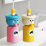 Maxbell Toothbrush Cup and Holder Mouthwash Cup Rack for Birthday Daily Use Tabletop 2pcs Pink Yellow