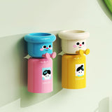 Maxbell Toothbrush Cup and Holder Mouthwash Cup Rack for Birthday Daily Use Tabletop 2pcs Pink Yellow