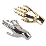Maxbell Elegant Brooch Pin Hand Shape Alloy Fashionable Lapel Pin for Tie Coat Gowns Gold