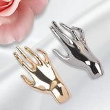Maxbell Elegant Brooch Pin Hand Shape Alloy Fashionable Lapel Pin for Tie Coat Gowns Gold