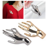 Maxbell Elegant Brooch Pin Hand Shape Alloy Fashionable Lapel Pin for Tie Coat Gowns Gold