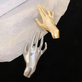 Maxbell Elegant Brooch Pin Hand Shape Alloy Fashionable Lapel Pin for Tie Coat Gowns Gold