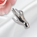 Maxbell Elegant Brooch Pin Hand Shape Alloy Fashionable Lapel Pin for Tie Coat Gowns Silver