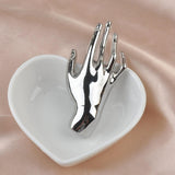 Maxbell Elegant Brooch Pin Hand Shape Alloy Fashionable Lapel Pin for Tie Coat Gowns Silver
