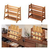 Maxbell Syrup Bottle Display Stand Kitchen Counter Shelf for Tabletop Vanity Kitchen Wood Color