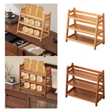 Maxbell Syrup Bottle Display Stand Kitchen Counter Shelf for Tabletop Vanity Kitchen Wood Color