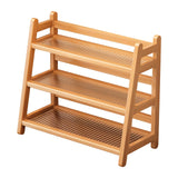 Maxbell Syrup Bottle Display Stand Kitchen Counter Shelf for Tabletop Vanity Kitchen Wood Color
