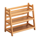 Maxbell Syrup Bottle Display Stand Kitchen Counter Shelf for Tabletop Vanity Kitchen Wood Color
