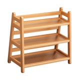Maxbell Syrup Bottle Display Stand Kitchen Counter Shelf for Tabletop Vanity Kitchen Wood Color