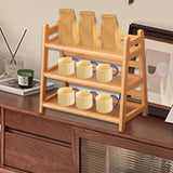 Maxbell Syrup Bottle Display Stand Kitchen Counter Shelf for Tabletop Vanity Kitchen Wood Color