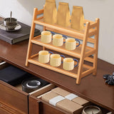 Maxbell Syrup Bottle Display Stand Kitchen Counter Shelf for Tabletop Vanity Kitchen Wood Color