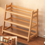 Maxbell Syrup Bottle Display Stand Kitchen Counter Shelf for Tabletop Vanity Kitchen Wood Color