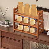 Maxbell Syrup Bottle Display Stand Kitchen Counter Shelf for Tabletop Vanity Kitchen Brown