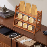 Maxbell Syrup Bottle Display Stand Kitchen Counter Shelf for Tabletop Vanity Kitchen Brown