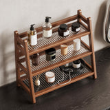 Maxbell Syrup Bottle Display Stand Kitchen Counter Shelf for Tabletop Vanity Kitchen Brown