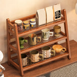 Maxbell Syrup Bottle Display Stand Kitchen Counter Shelf for Tabletop Vanity Kitchen Brown